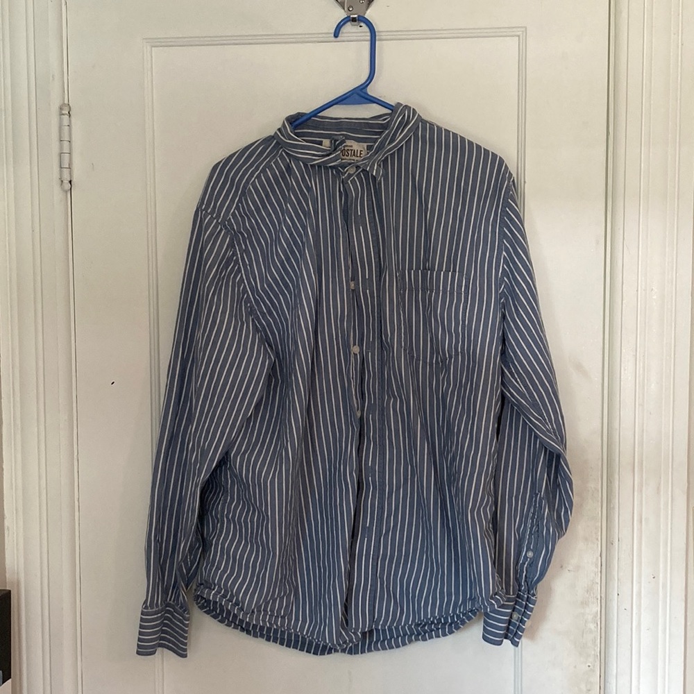 Blue and White Stripped Button Up